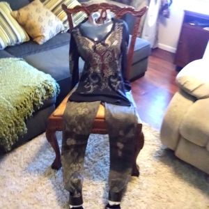 Hudson snake design grey and tan skinny jeans